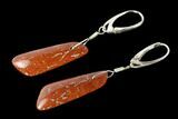 Rich, Orange-Red Agatized Dinosaur Bone (Gembone) Earrings #146267-2